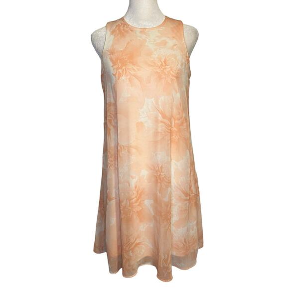 Calvin Klein light pink & cream floral sleeveless dress size 2 - Picture 1 of 11